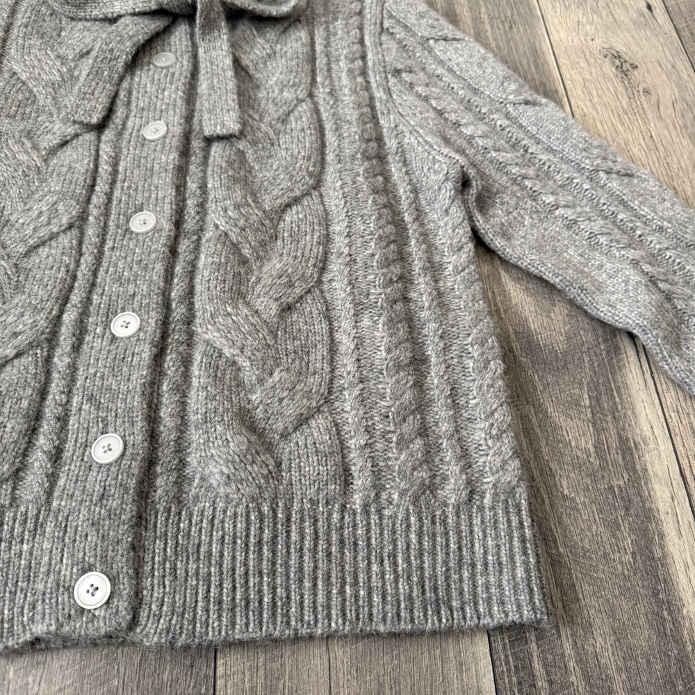 J.Crew Cardigan Coquette Sweater Gray Wool Alpaca Blend Cottage Preppy Womens M - Picture 14 of 16